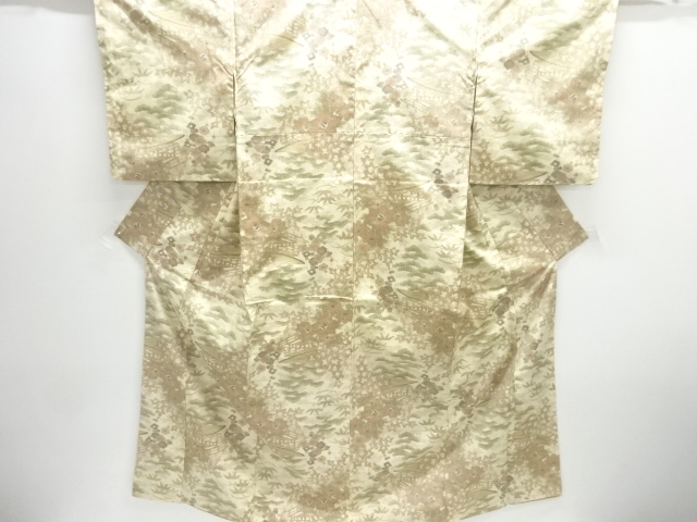 JAPANESE KIMONO / TSUMUGI / WOVEN FLORAL PLANTS